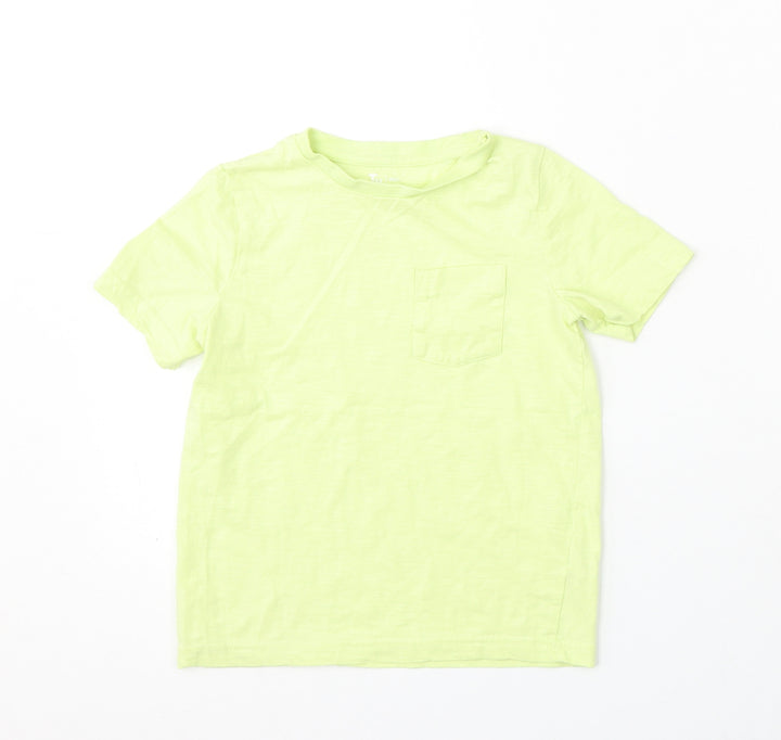 TU Boys Green Cotton Basic T-Shirt Size 5 Years Round Neck
