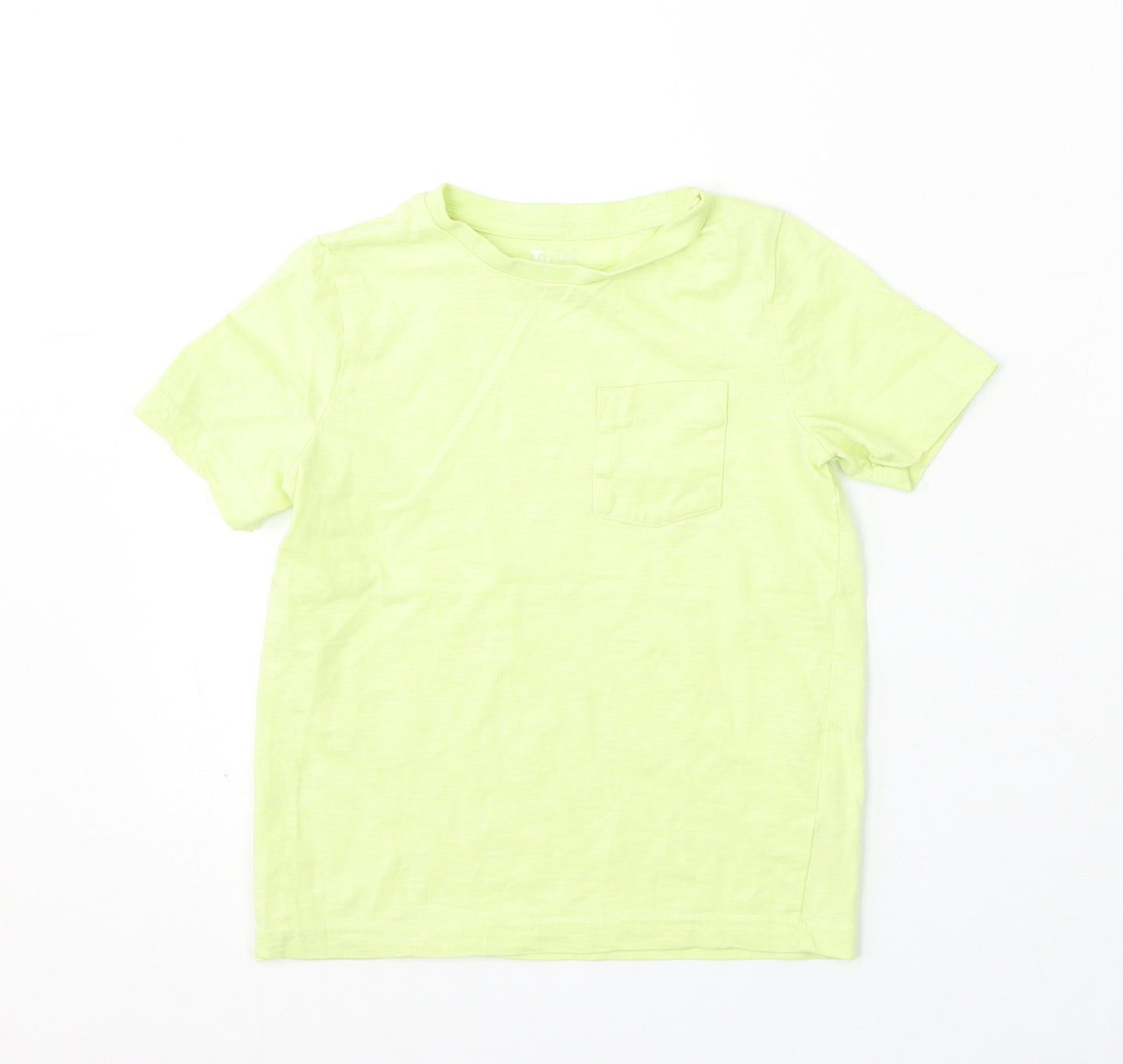 TU Boys Green Cotton Basic T-Shirt Size 5 Years Round Neck