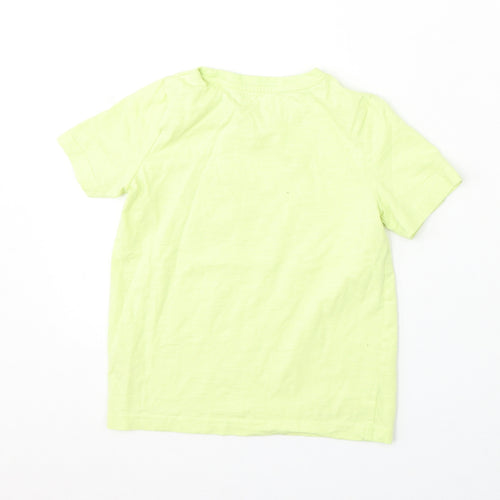 TU Boys Green Cotton Basic T-Shirt Size 5 Years Round Neck