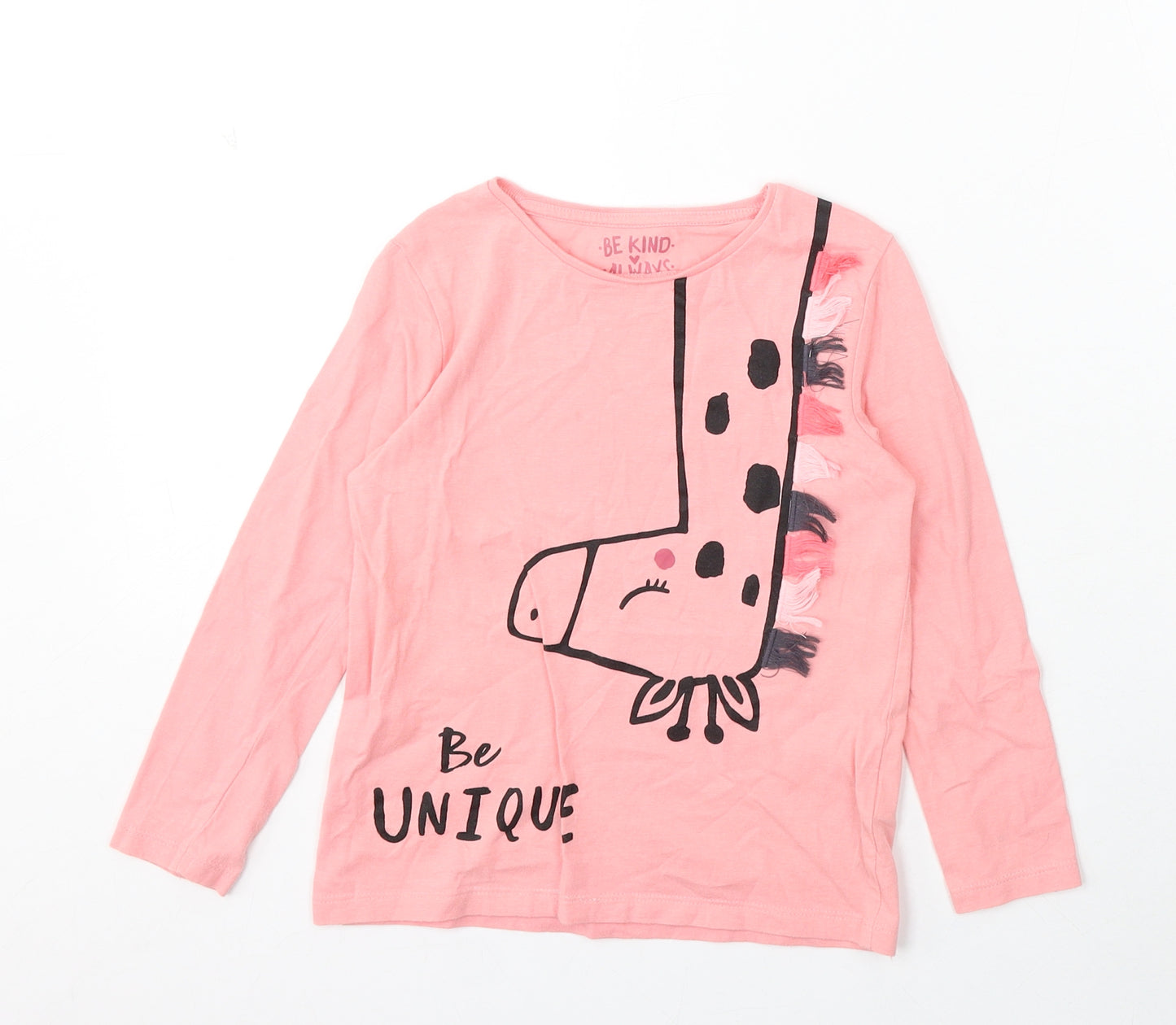 F&F Girls Pink Cotton Basic T-Shirt Size 5-6 Years Round Neck - Be Unique