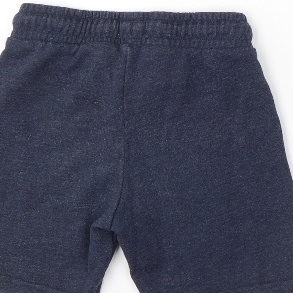 F&F Boys Blue Cotton Sweat Shorts Size 3-4 Years Regular Drawstring - Lightning Bolt