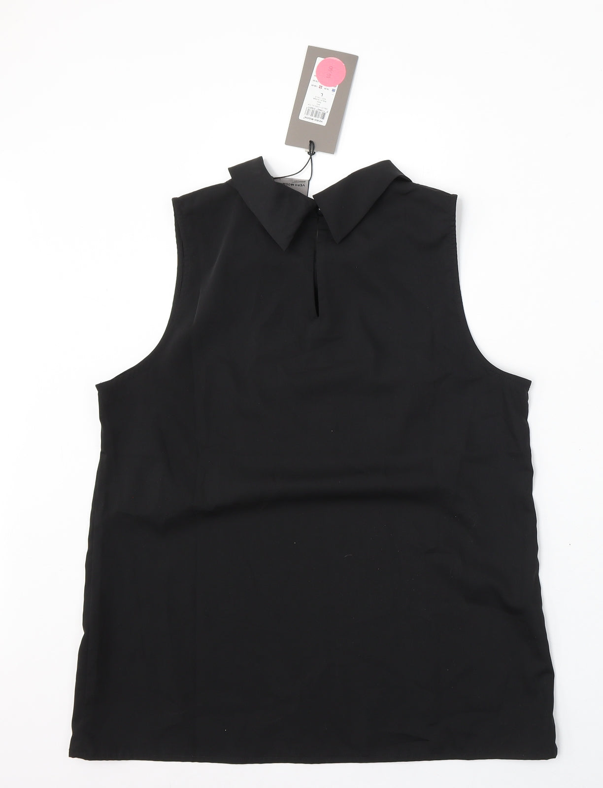 VERO MODA Womens Black Polyester Basic Tank Size L Round Neck