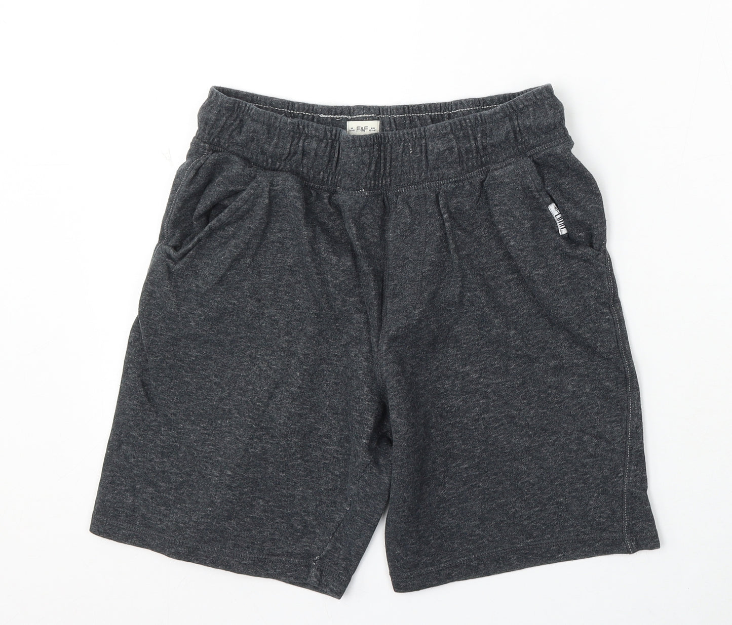 F&F Boys Grey Cotton Sweat Shorts Size 13-14 Years Regular