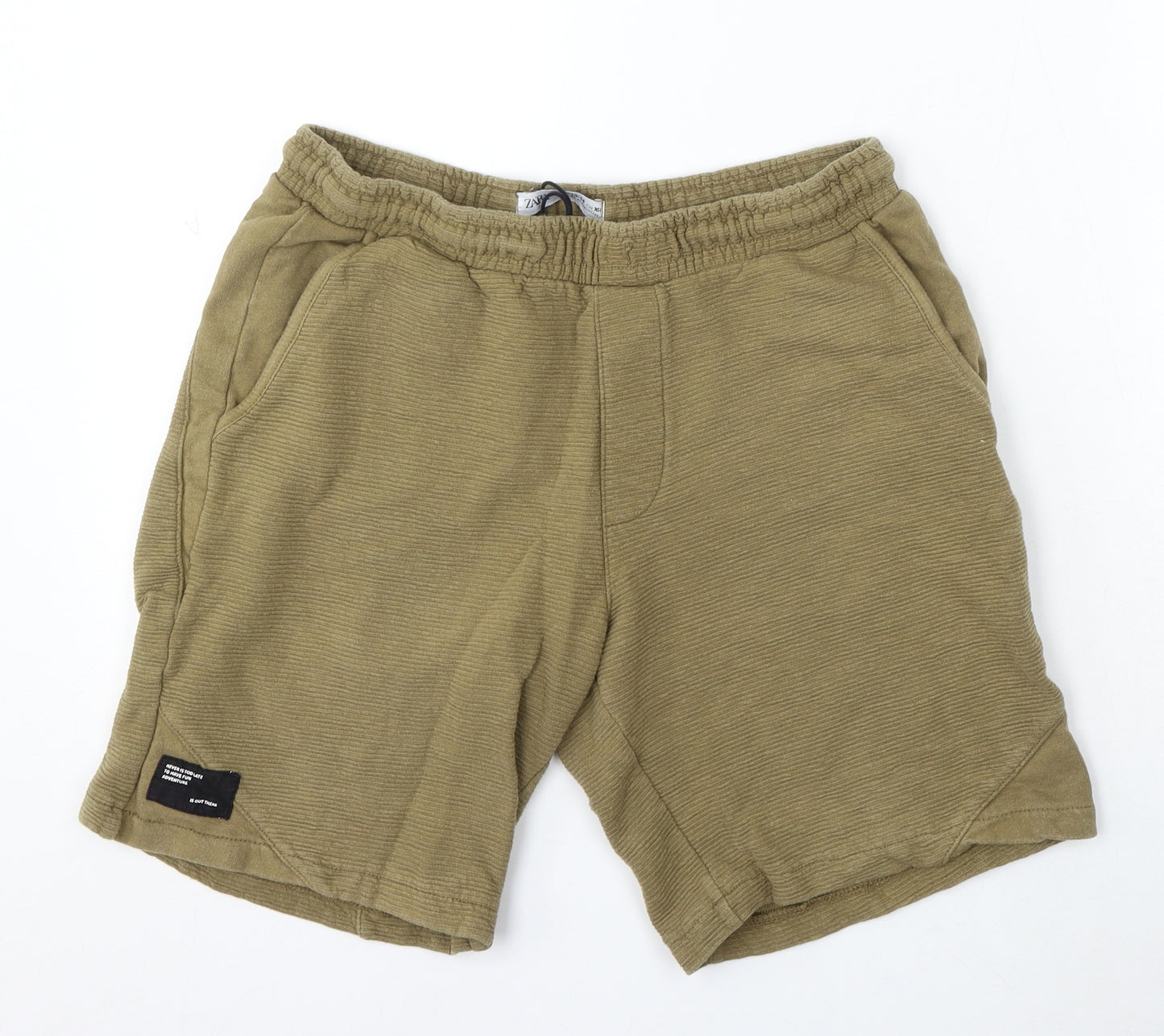 Zara Boys Green Cotton Sweat Shorts Size 13-14 Years Regular