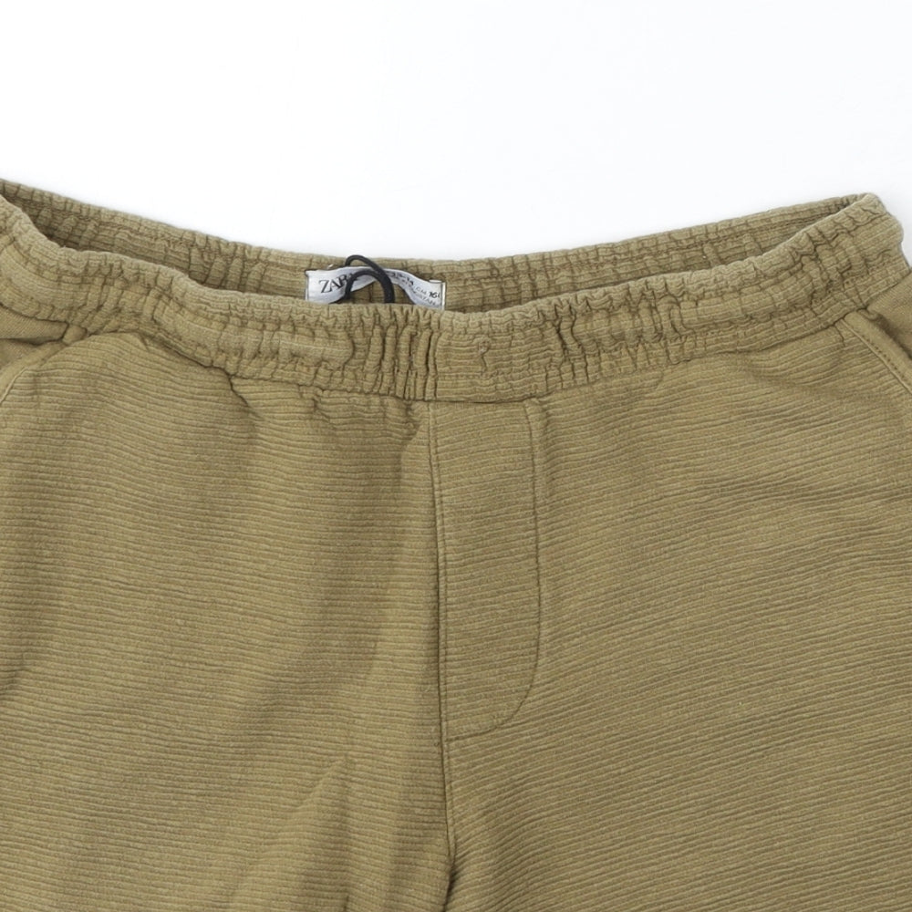 Zara Boys Green Cotton Sweat Shorts Size 13-14 Years Regular