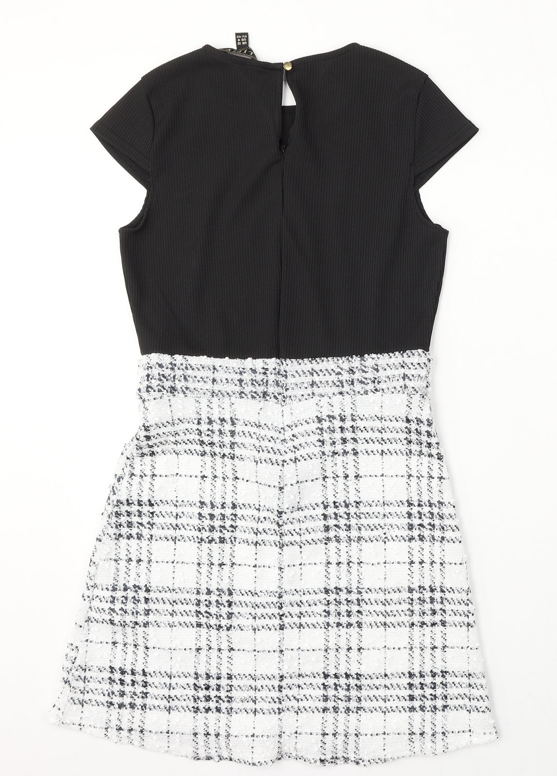 Lipsy Womens Black Polyester Sheath Size 12 Round Neck Button