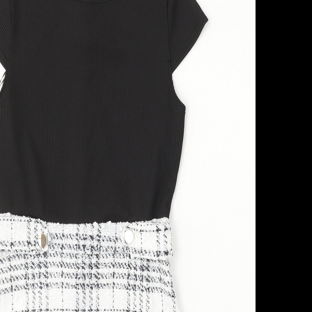 Lipsy Womens Black Polyester Sheath Size 12 Round Neck Button