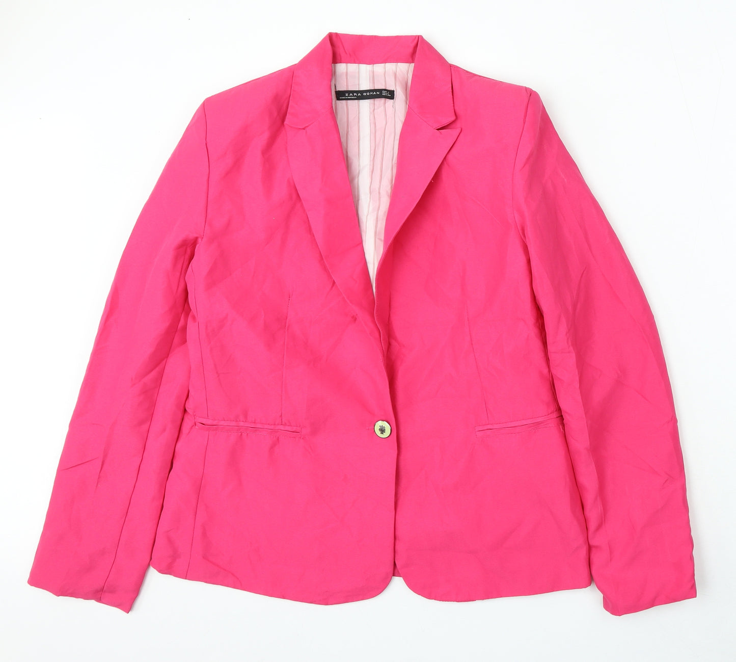Zara Womens Pink Polyester Jacket Blazer Size L