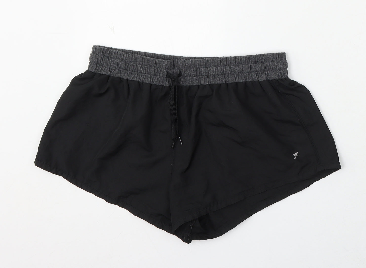 Workout Womens Black Polyester Athletic Shorts Size 12 L3 in Regular Drawstring