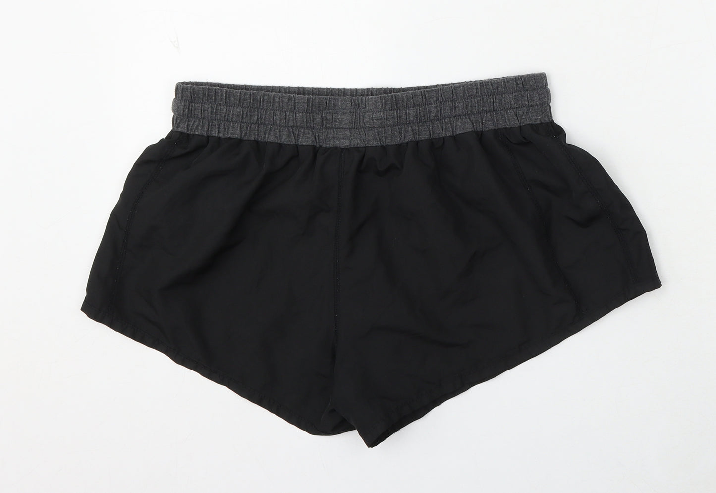 Workout Womens Black Polyester Athletic Shorts Size 12 L3 in Regular Drawstring