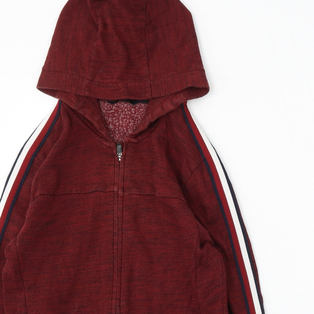 George Boys Red Striped Cotton Full Zip Hoodie Size 12-13 Years Zip