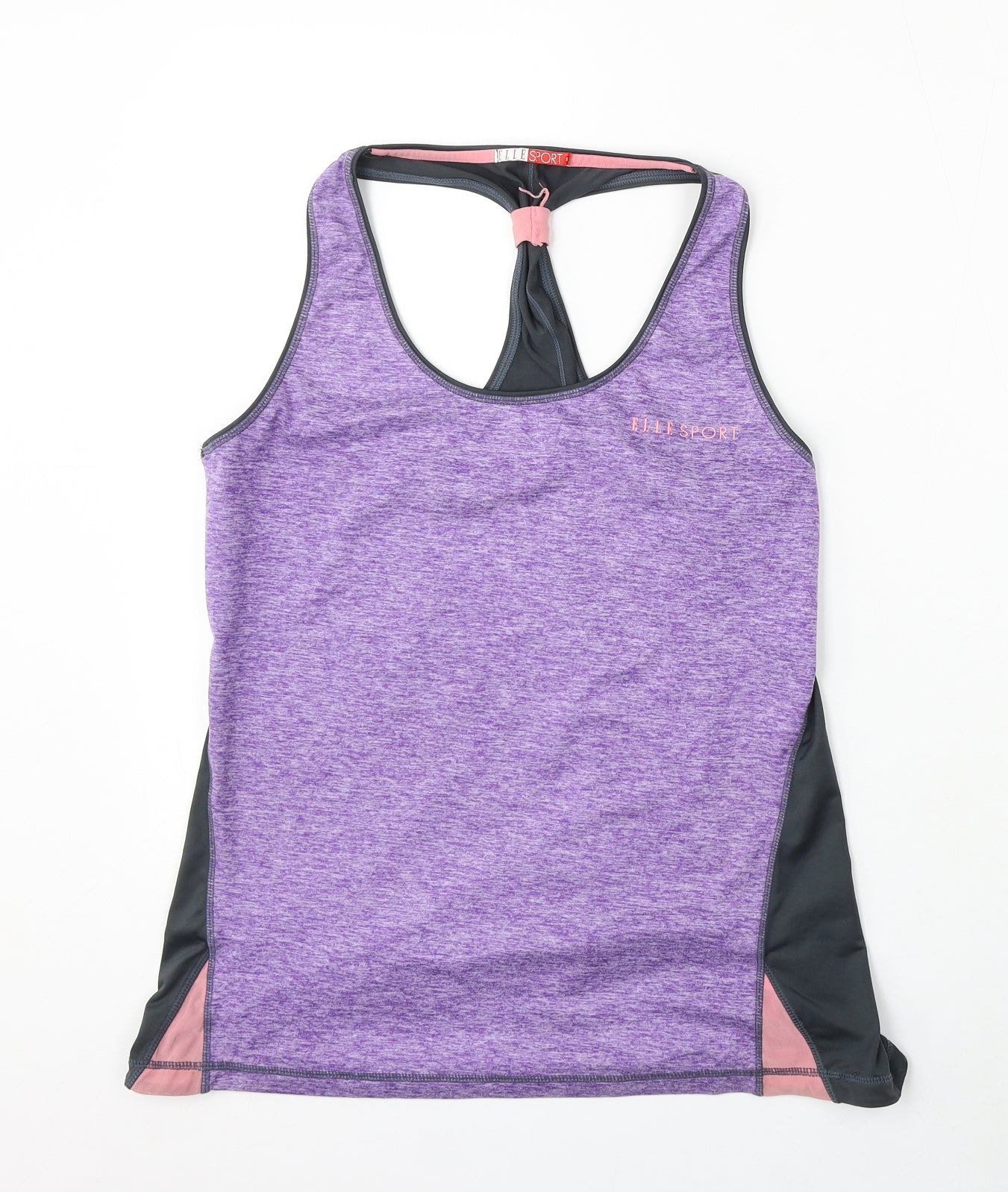 Elle Sport Womens Purple Polyester Basic Tank Size S Round Neck