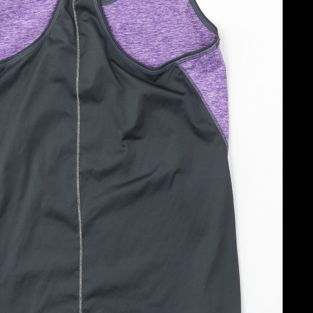 Elle Sport Womens Purple Polyester Basic Tank Size S Round Neck