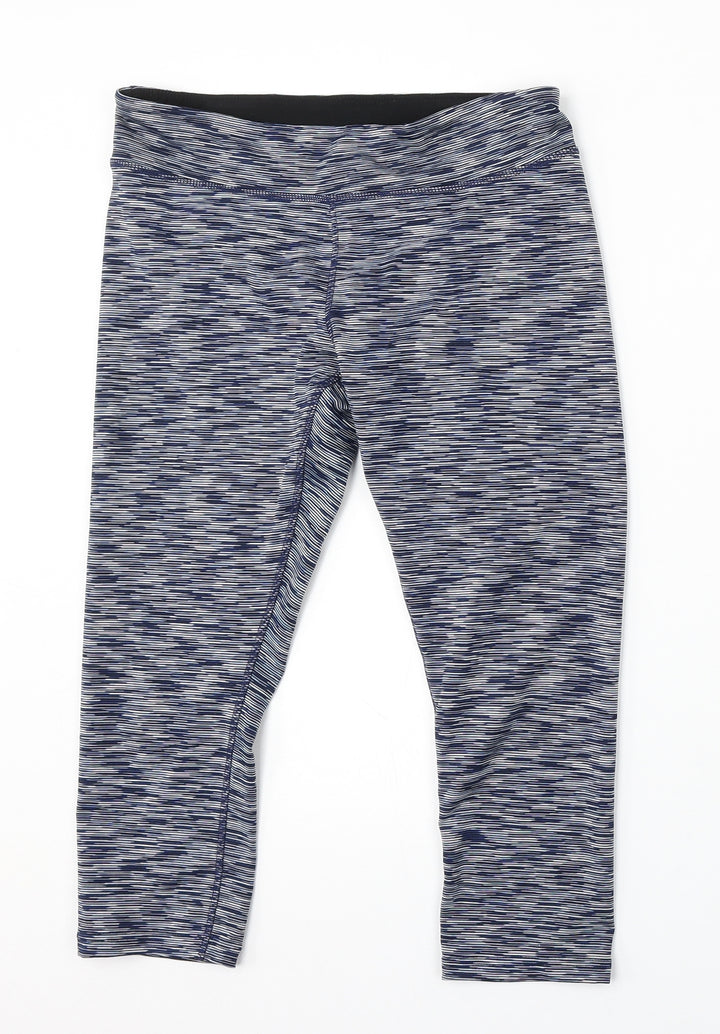 Preworn Womens Blue Striped Polyester Jogger Leggings Size S L21 in Regular