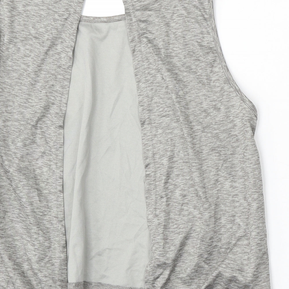 Workout Womens Grey Polyester Basic Tank Size 8 Round Neck