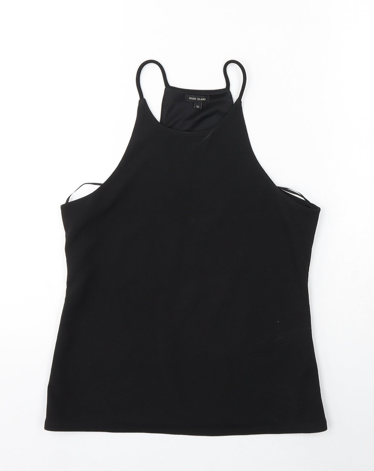 River Island Womens Black Polyester Basic Tank Size 10 Round Neck