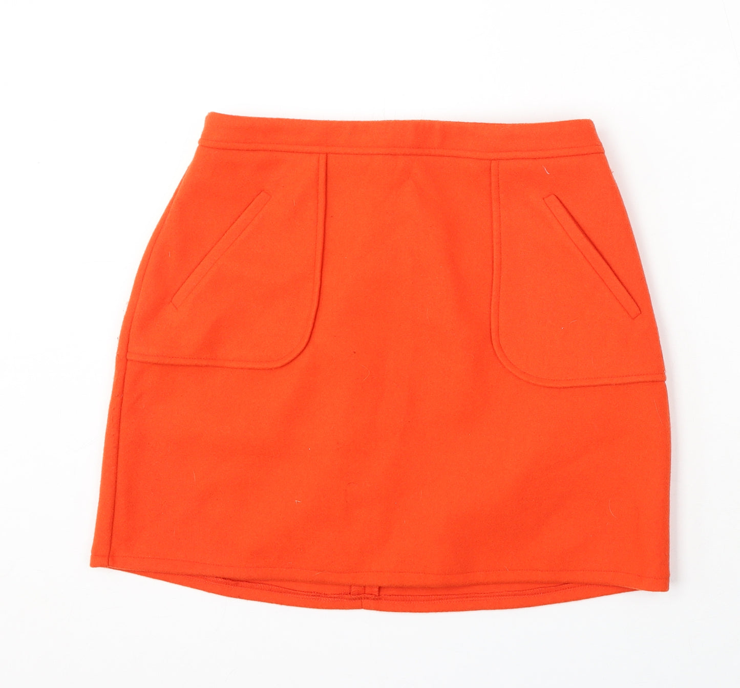 Primark Womens Orange Polyester A-Line Skirt Size 10 Zip
