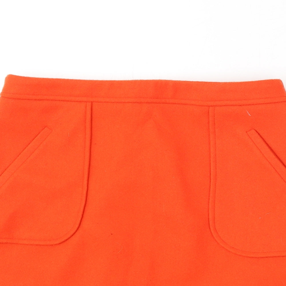 Primark Womens Orange Polyester A-Line Skirt Size 10 Zip