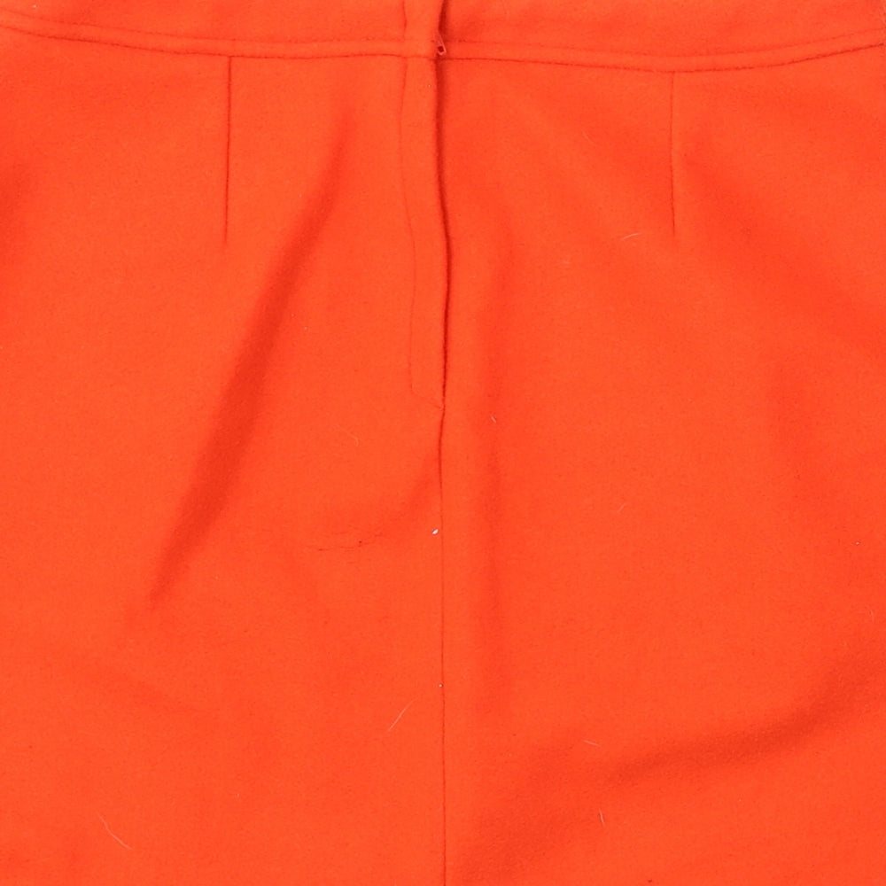 Primark Womens Orange Polyester A-Line Skirt Size 10 Zip
