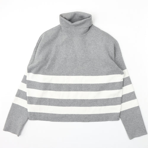 New Look Womens Grey Striped Viscose Pullover Sweatshirt Size M