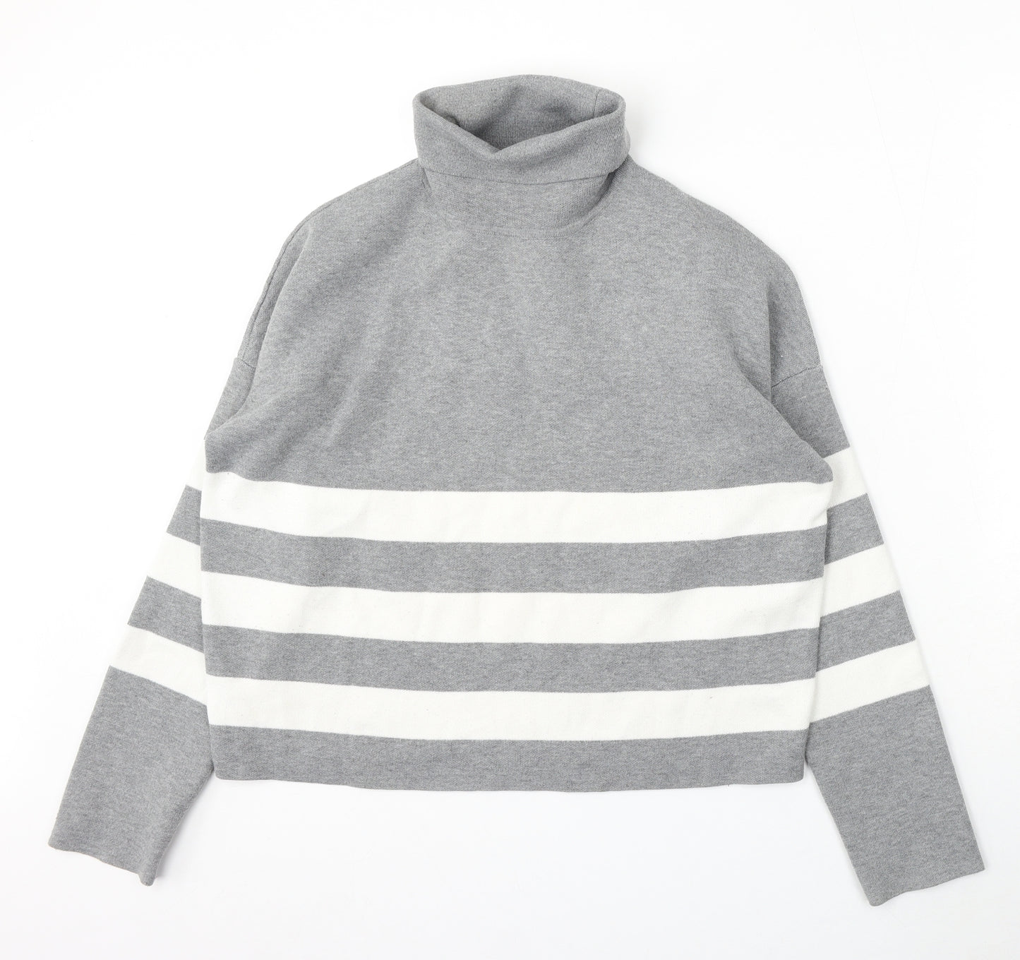 New Look Womens Grey Striped Viscose Pullover Sweatshirt Size M
