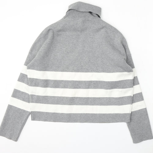 New Look Womens Grey Striped Viscose Pullover Sweatshirt Size M