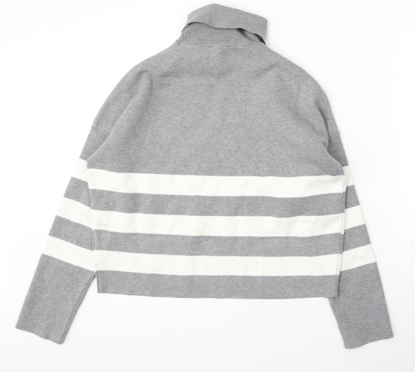 New Look Womens Grey Striped Viscose Pullover Sweatshirt Size M