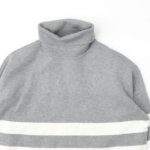 New Look Womens Grey Striped Viscose Pullover Sweatshirt Size M