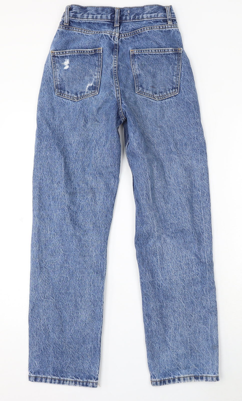 Denim & Co. Womens Blue Cotton Straight Jeans Size 4 L30 in Regular Button