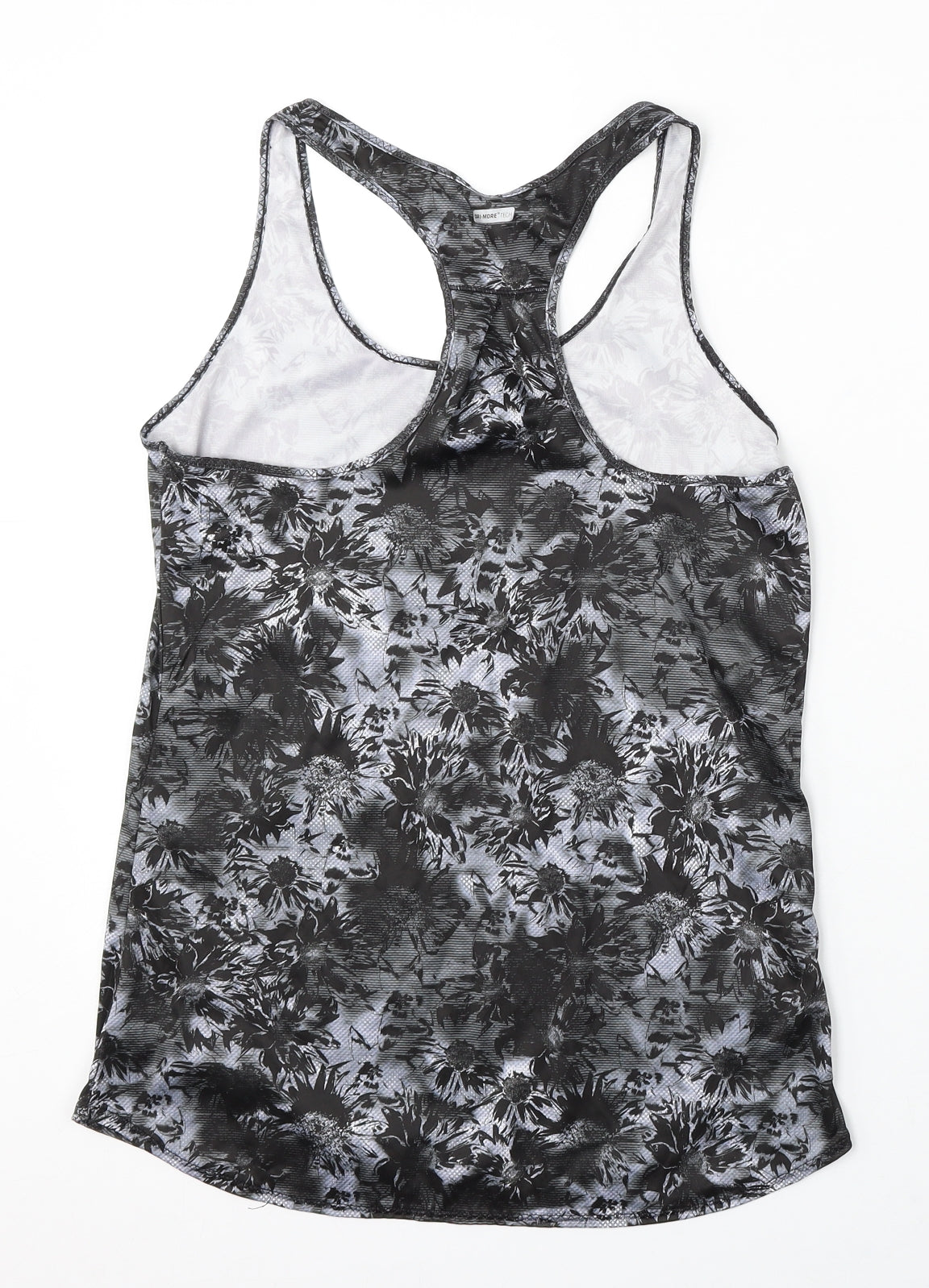 Athletic Works Womens Black Floral Polyester Basic Tank Size S Round Neck