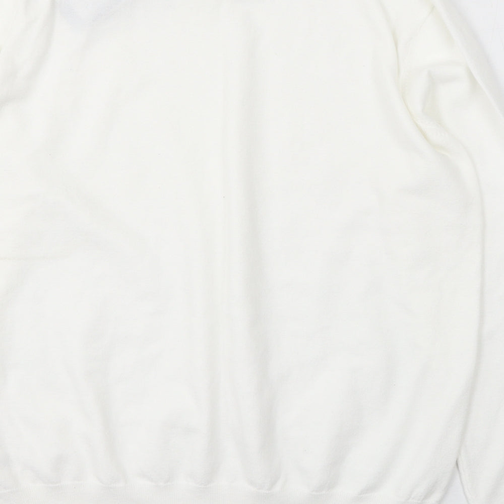 Primark Womens White Round Neck Acrylic Pullover Jumper Size XL