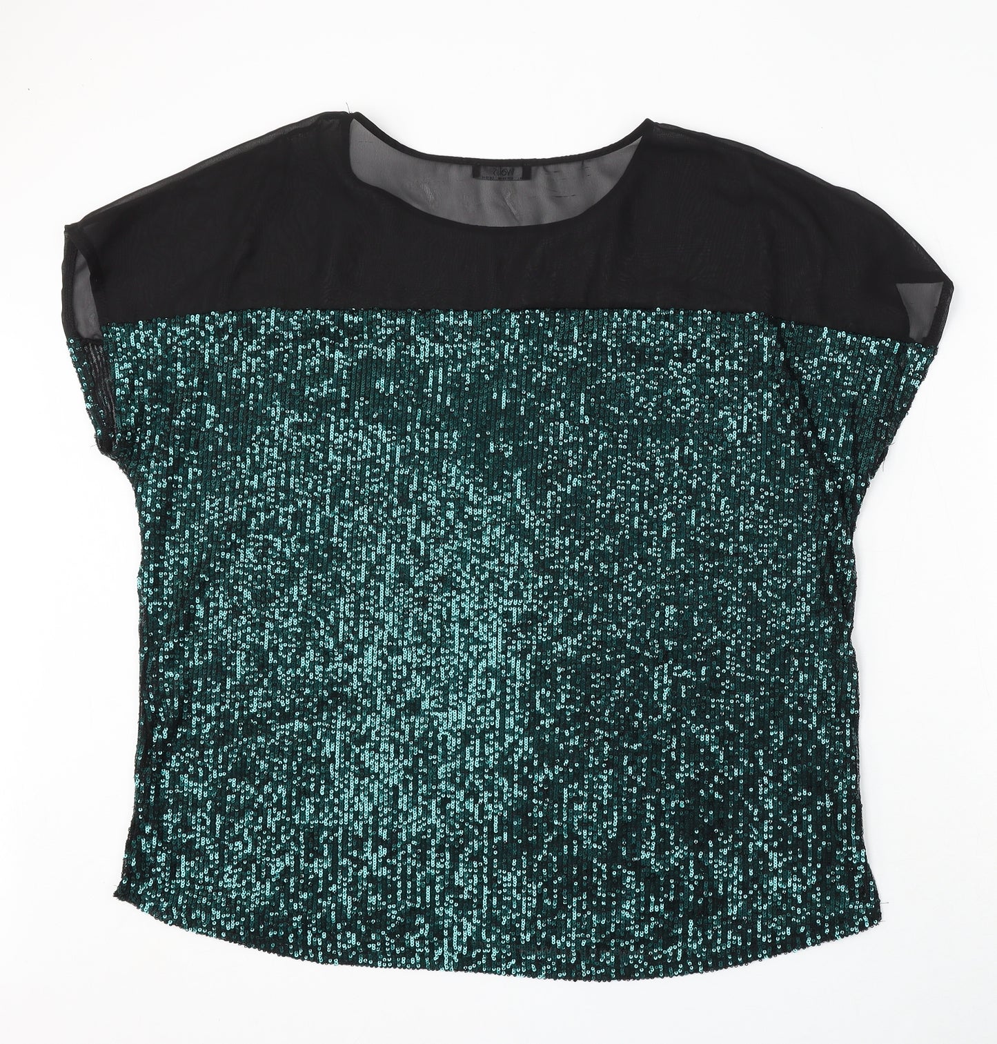 Wallis Womens Green Polyester Basic Blouse Size L Round Neck