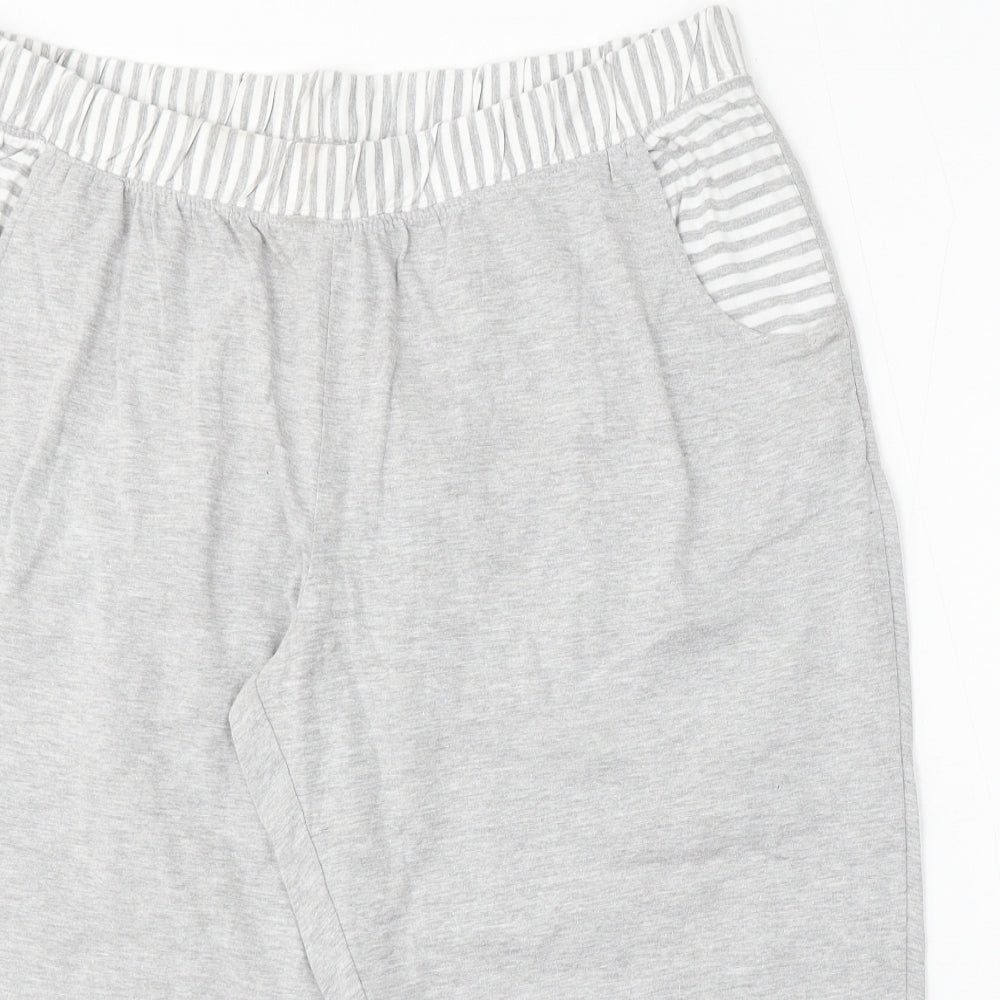 H.I.S Womens Grey Striped Cotton Sweat Shorts Size 22 L18 in Regular