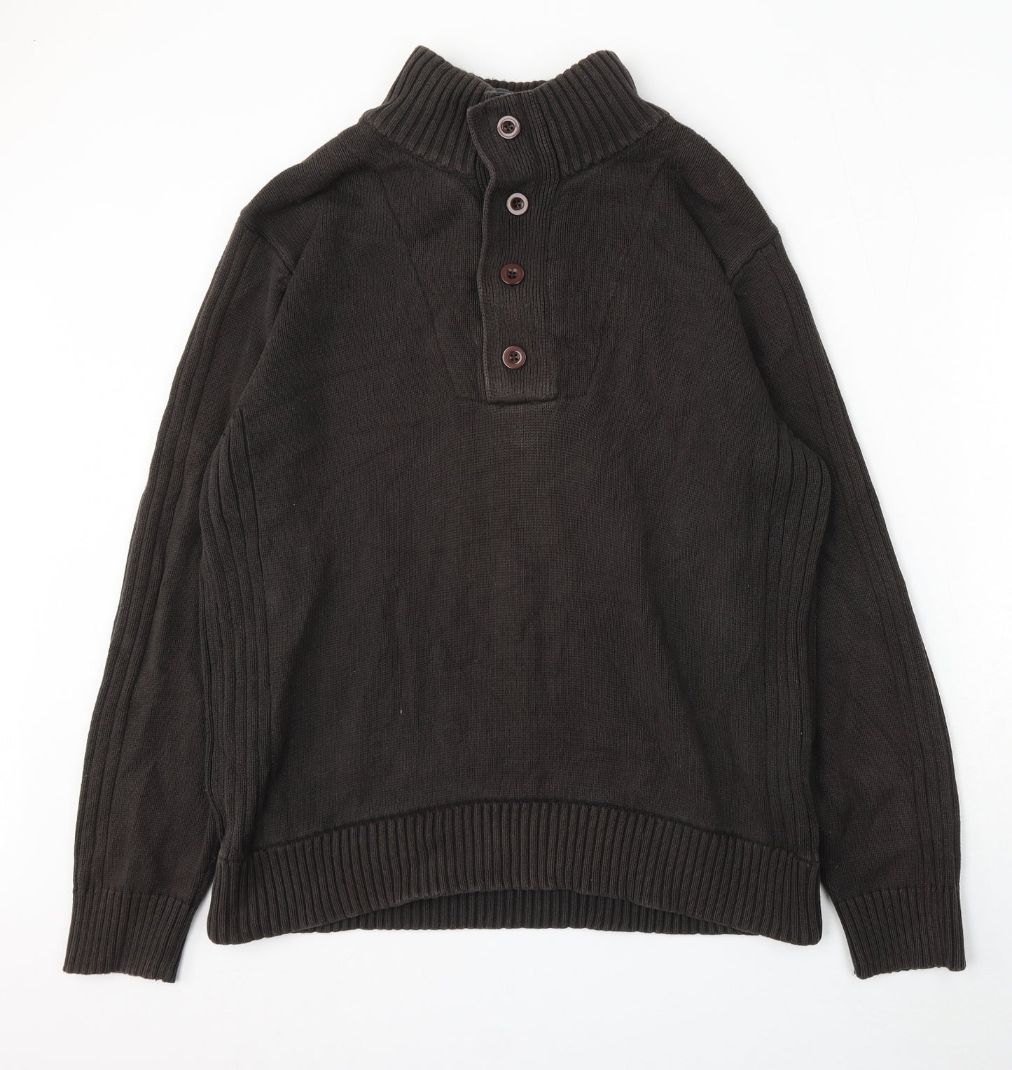 Blue Harbour Mens Brown Mock Neck Cotton Pullover Jumper Size XL