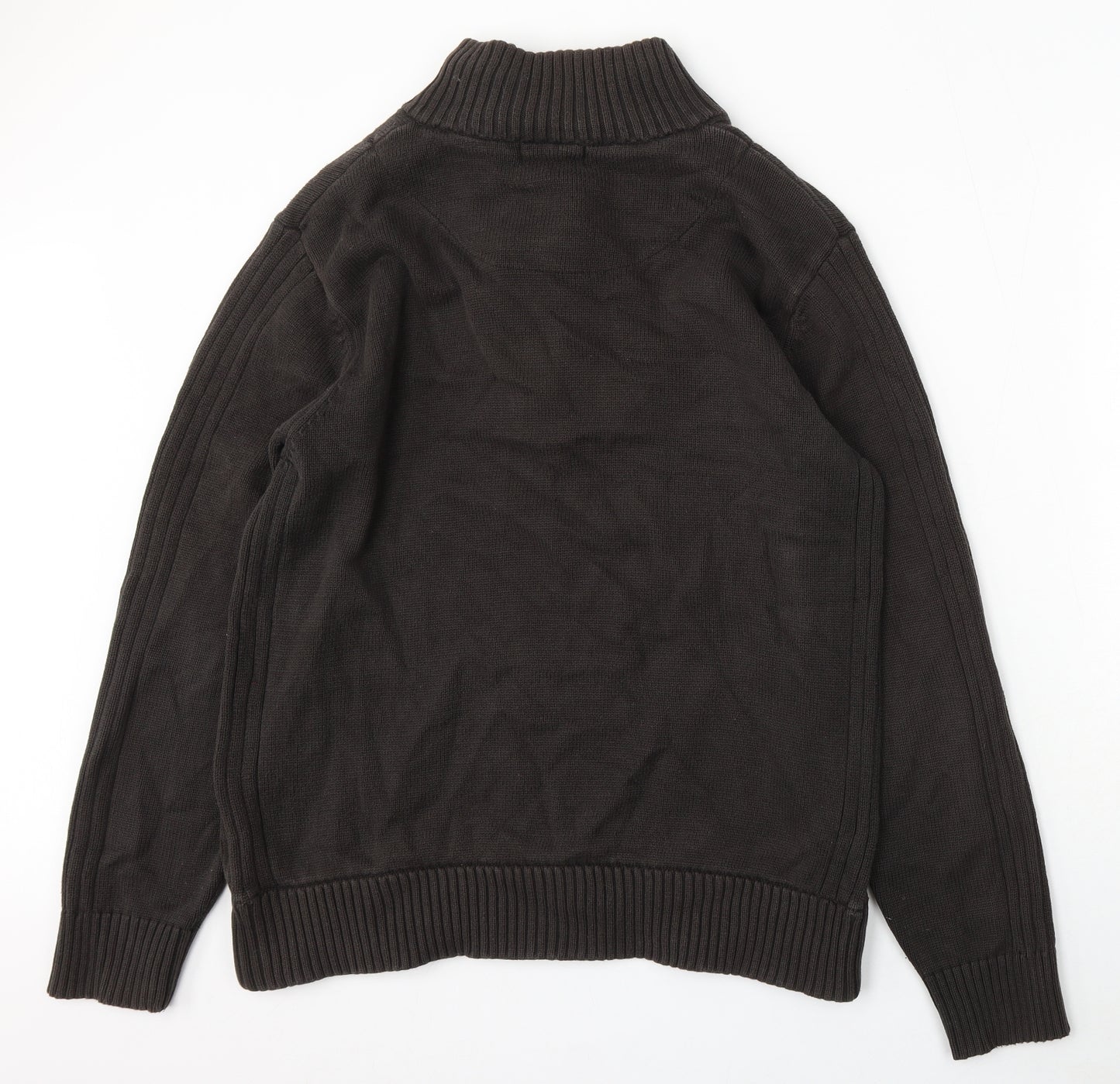 Blue Harbour Mens Brown Mock Neck Cotton Pullover Jumper Size XL