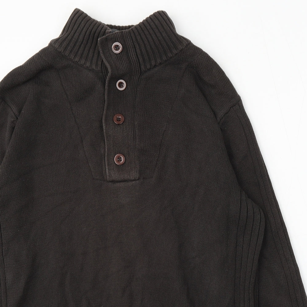 Blue Harbour Mens Brown Mock Neck Cotton Pullover Jumper Size XL