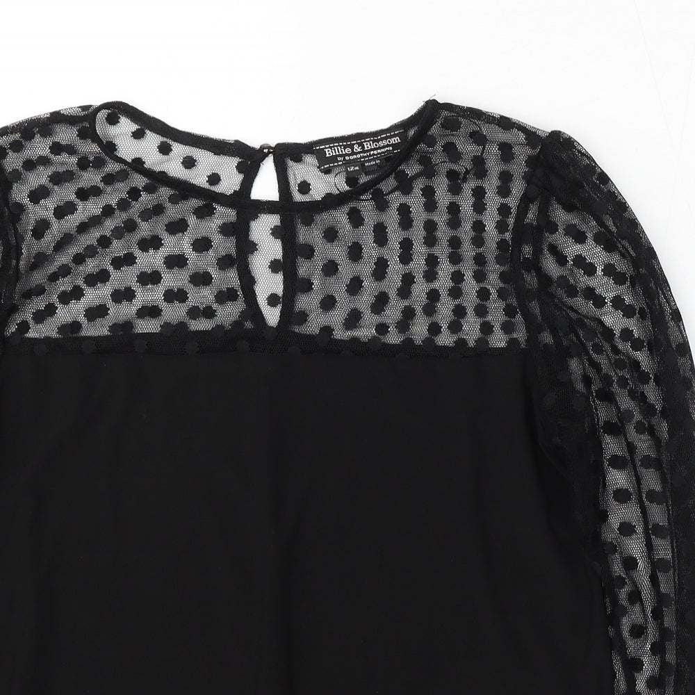 Billie&Blossom Womens Black Round Neck Polka Dot Polyester Pullover Jumper Size 12