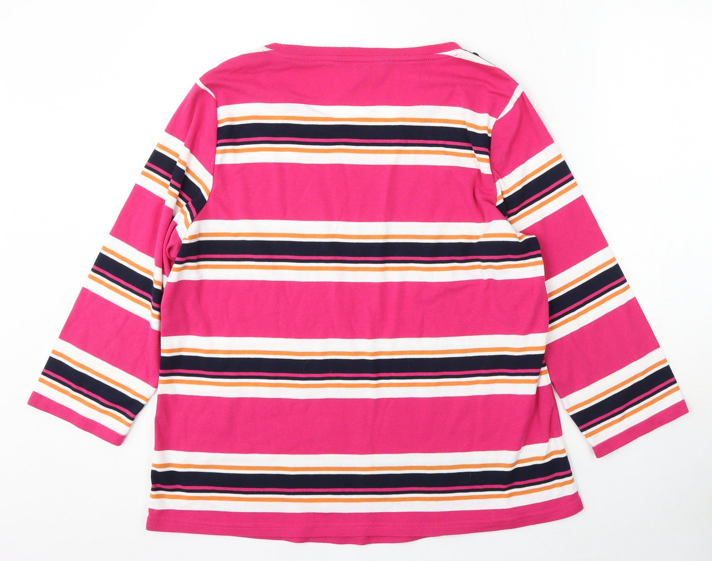 Love Tees Womens Pink Round Neck Striped Acrylic Pullover Jumper Size 22
