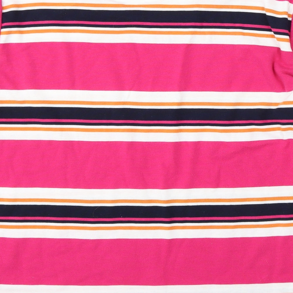 Love Tees Womens Pink Round Neck Striped Acrylic Pullover Jumper Size 22