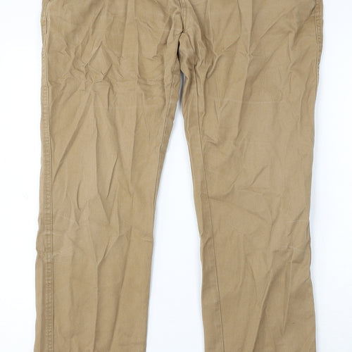 Denim & Co. Womens Beige Cotton Trousers Size 36 in L34 in Regular Button