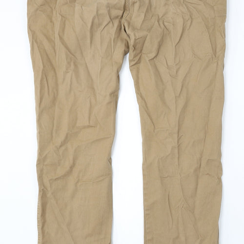 Denim & Co. Womens Beige Cotton Trousers Size 36 in L34 in Regular Button
