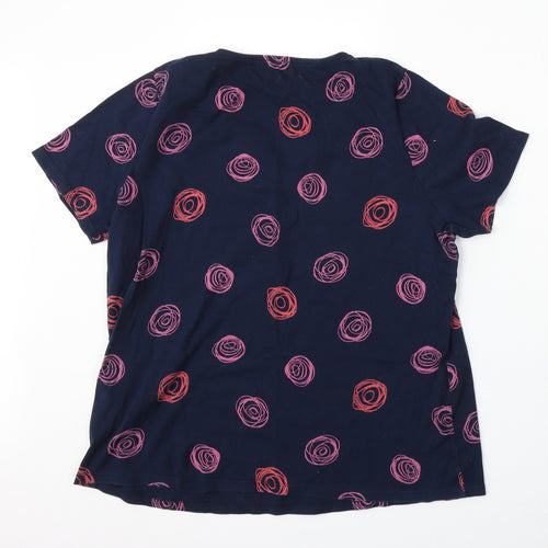 Love Tees Womens Blue Geometric Cotton Basic T-Shirt Size 22 V-Neck