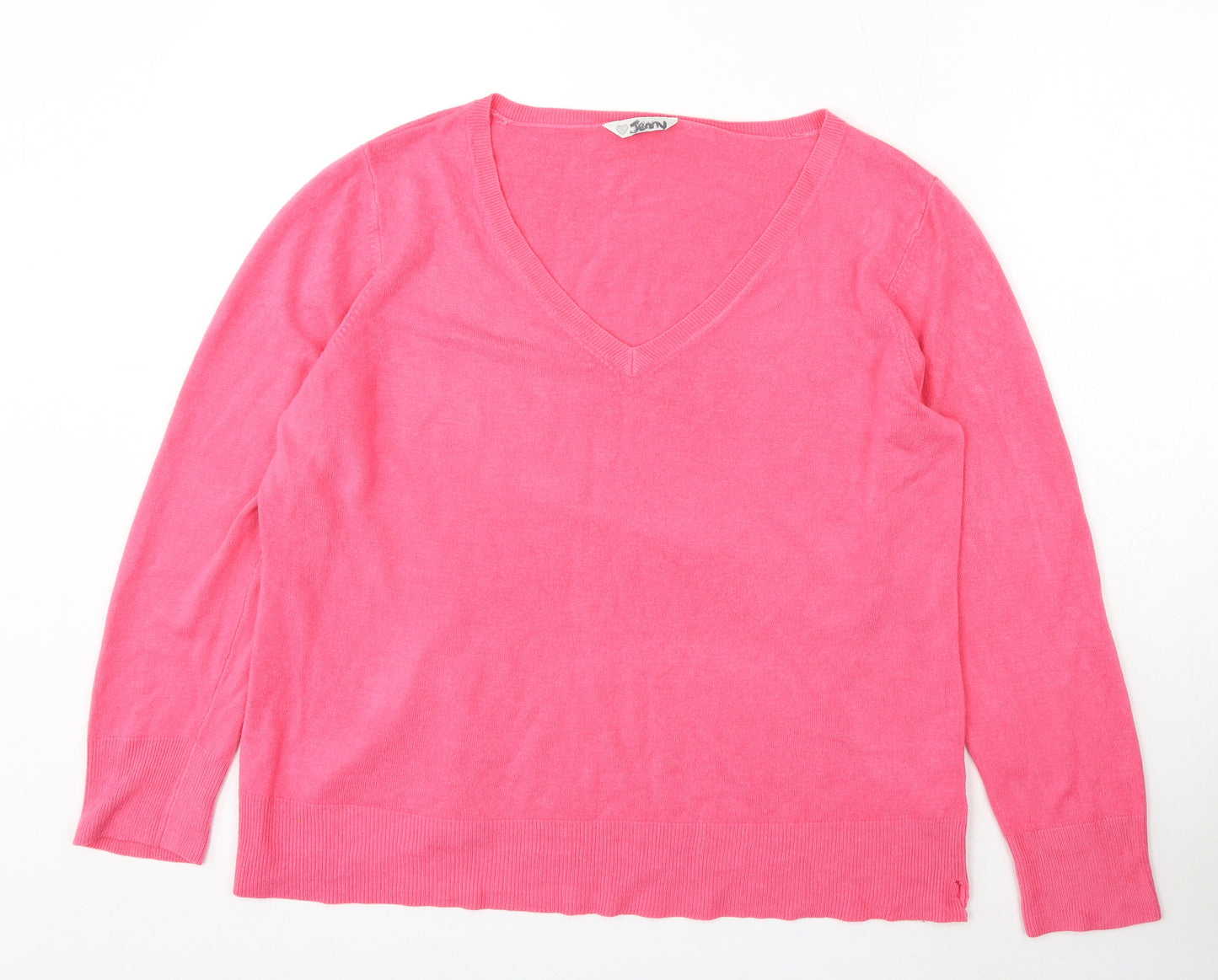 BHS Womens Pink V-Neck Acrylic Pullover Jumper Size 22