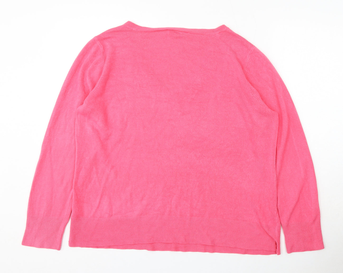 BHS Womens Pink V-Neck Acrylic Pullover Jumper Size 22