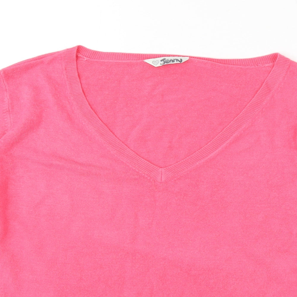 BHS Womens Pink V-Neck Acrylic Pullover Jumper Size 22