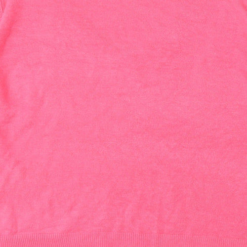 BHS Womens Pink V-Neck Acrylic Pullover Jumper Size 22