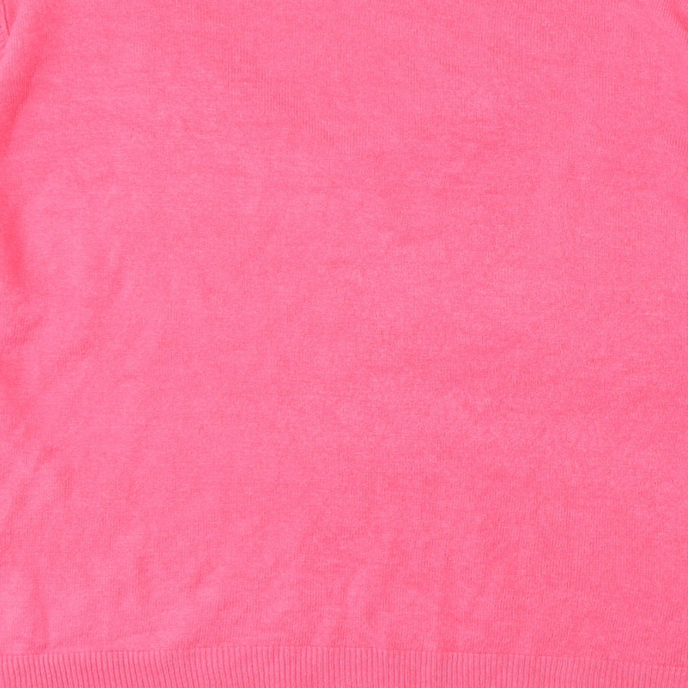 BHS Womens Pink V-Neck Acrylic Pullover Jumper Size 22