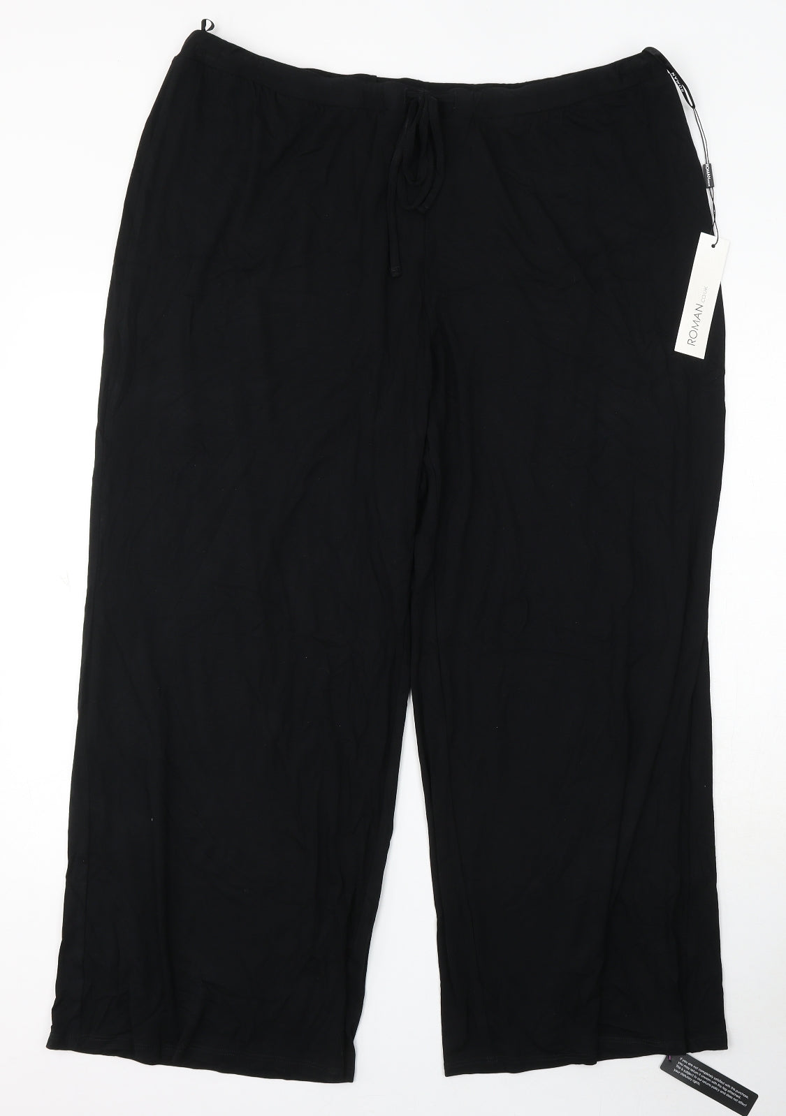 Roman Womens Black Polyester Jogger Trousers Size 20 L26 in Regular Drawstring
