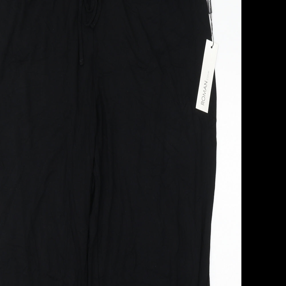 Roman Womens Black Polyester Jogger Trousers Size 20 L26 in Regular Drawstring