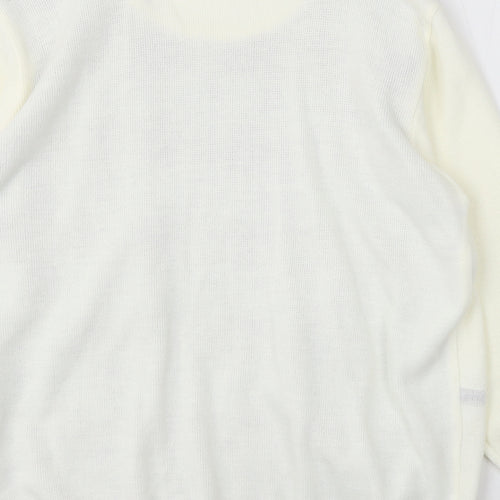 Envy Womens Ivory Round Neck Acrylic Cardigan Jumper Size XL